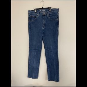 Mens leather patch Wrangler denim jeans